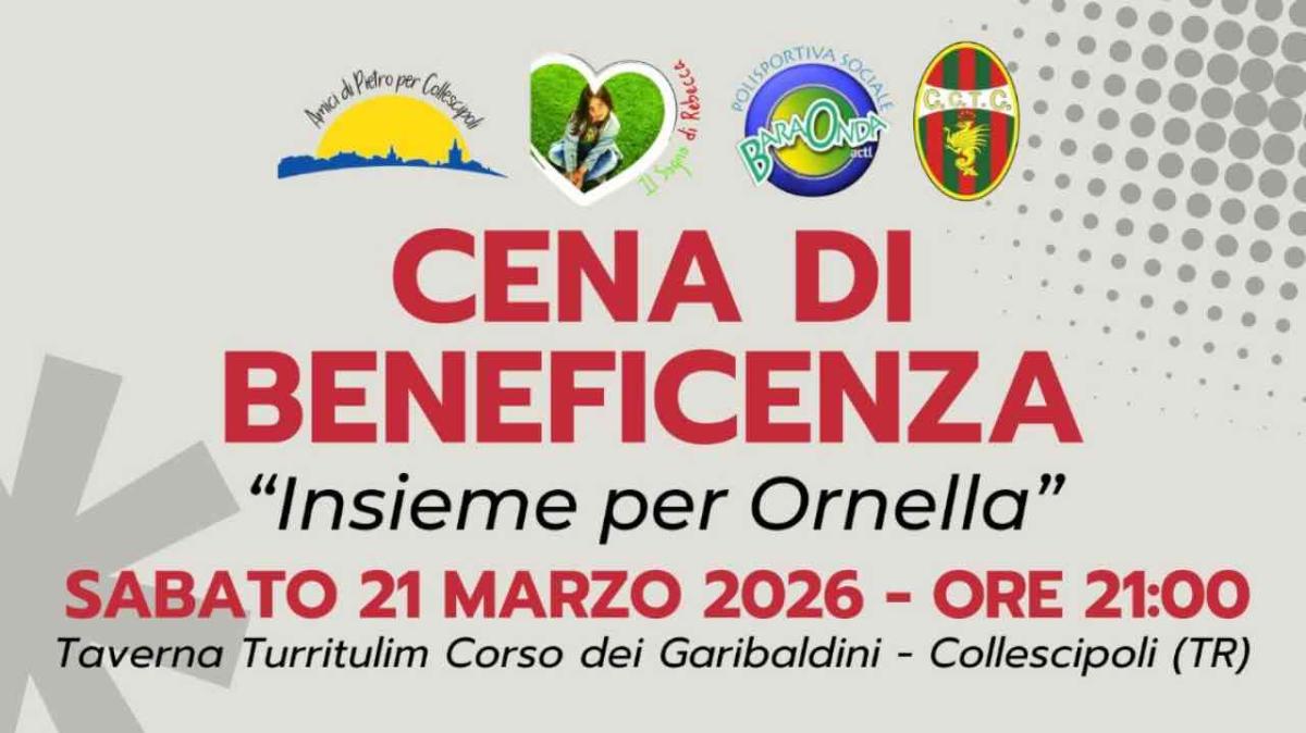 Terni si stringe attorno a Ornella Di Donato: cena benefica a Collescipoli per sostenere le cure