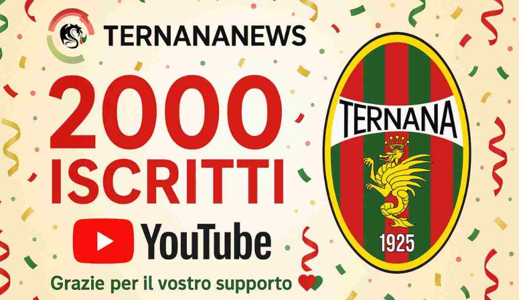 TernanaNews raggiunge i 2000 iscritti su YouTube: grazie a tutti voi!