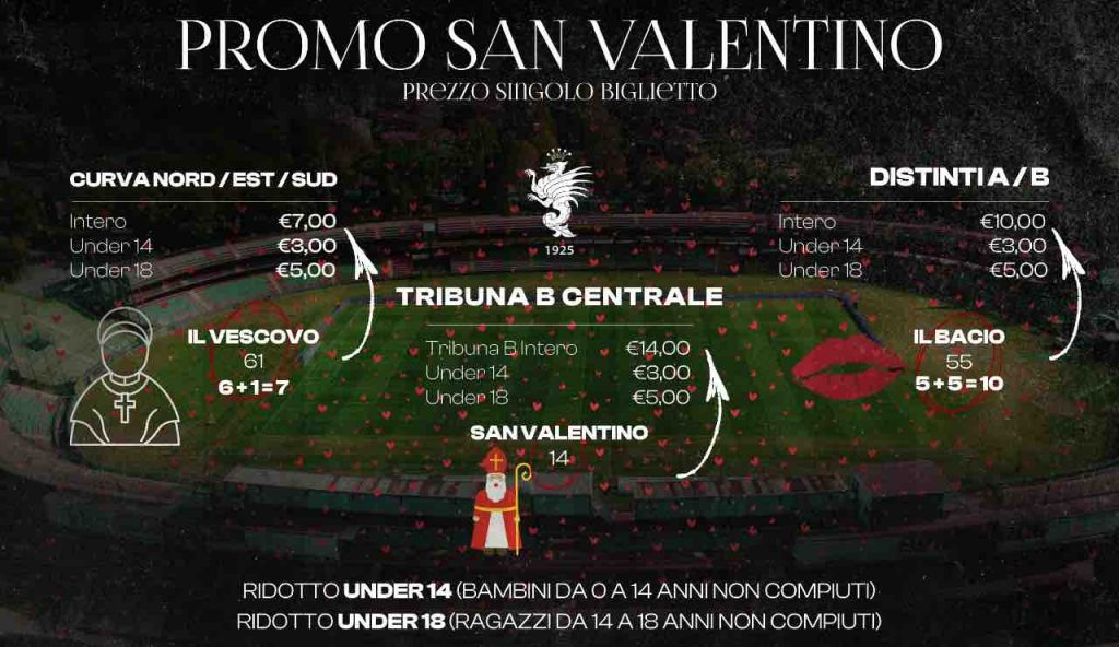 Ternana, promo San Valentino: biglietti speciali per celebrare il Santo Patrono al Liberati